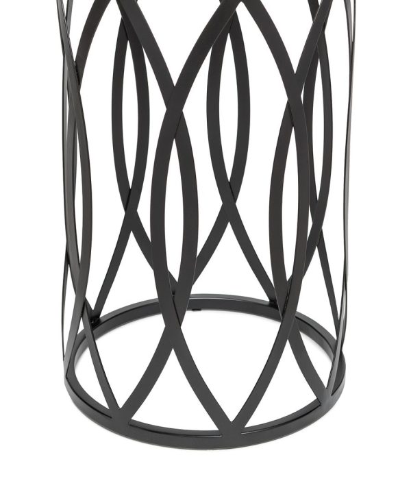 Elon Black Round Iron Side Table with Cross Legs and Top – Black