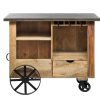 Industrial Style Wooden Bar Cart Drinks Trolley