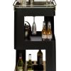 Contemporary Black Gold Drinks Trolley Bar Cart with Marble Top