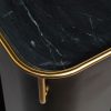 Contemporary Black Gold Drinks Trolley Bar Cart with Marble Top