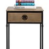 Dobbs Black Bedside Table with Storage Drawer and Gold Finished Textured Top