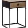 Dobbs Black Bedside Table with Storage Drawer and Gold Finished Textured Top