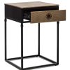 Dobbs Black Bedside Table with Storage Drawer and Gold Finished Textured Top