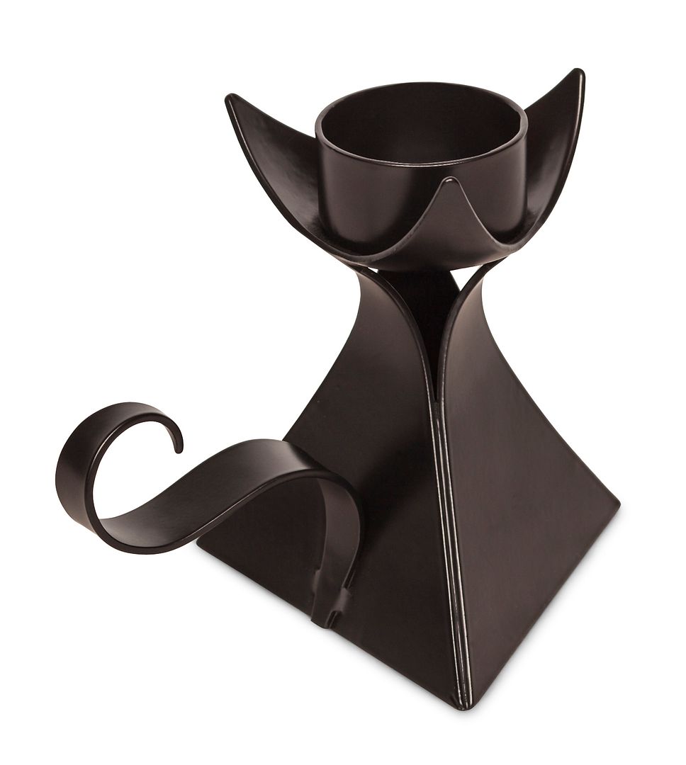 Decorative Black Metal Tea Light Candle Holder with Handle