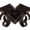 Decorative Black Metal Lotus Tea Light Candle Holders in Set of 2