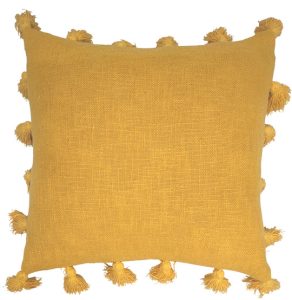 Mustard cushion with tassels 45x45cm