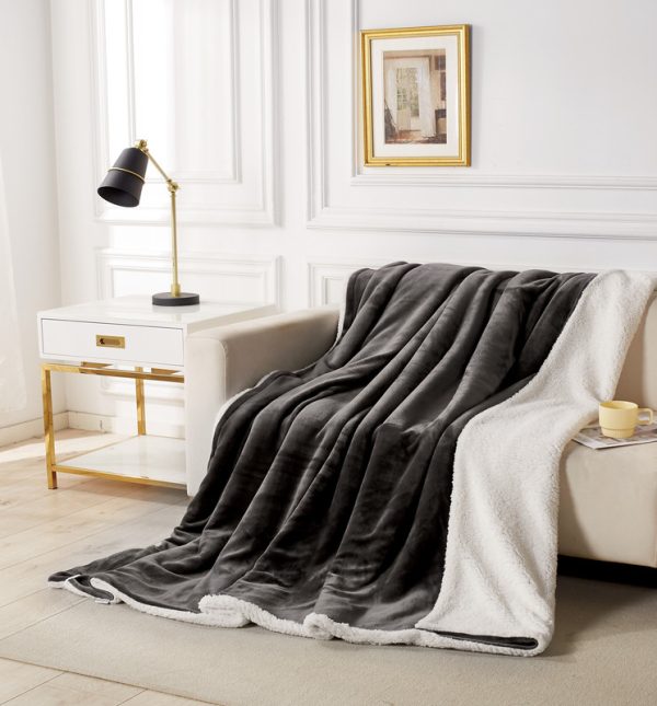 2 in 1 Teddy Sherpa  Quilt Cover Set and Blanket – SINGLE, Charcoal