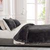 2 in 1 Teddy Sherpa  Quilt Cover Set and Blanket – SINGLE, Charcoal