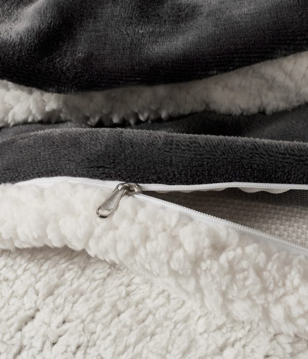 2 in 1 Teddy Sherpa  Quilt Cover Set and Blanket – SINGLE, Charcoal