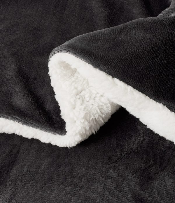 2 in 1 Teddy Sherpa  Quilt Cover Set and Blanket – SINGLE, Charcoal