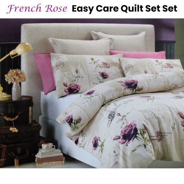 French Rose Easy Care Quilt Cover Set King