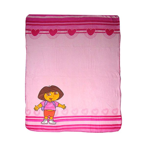 Polar Fleece Throw Rug Dora Explorer Thick and Embroidered Pink Heart 127 x 152 cm