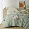 3 Piece Hugo Cotton Gauze Quilted Comforter Set Sage King