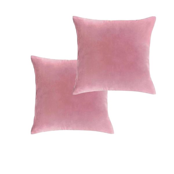 Pair of Cotton Velvet European Pillowcases Smokey Rose