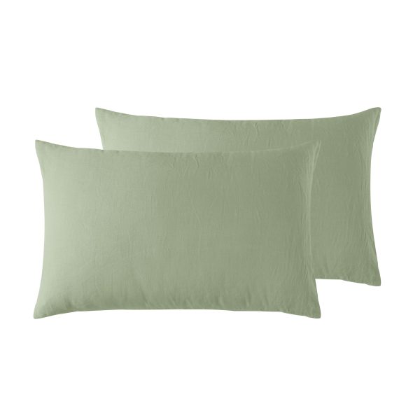 Pair of 100% Linen Standard Pillowcases Sage