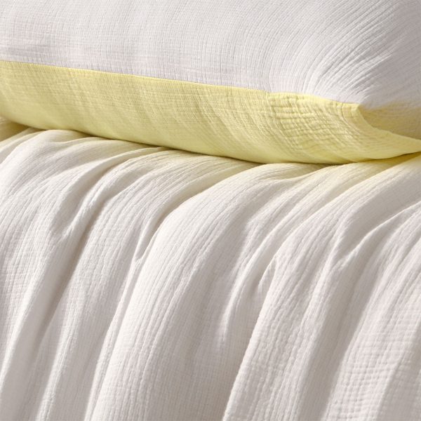 Hugo Reversible White Butter Cotton Gauze Quilt Cover Set Super King