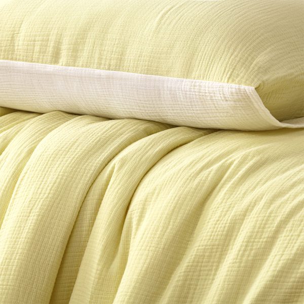 Hugo Reversible White Butter Cotton Gauze Quilt Cover Set Super King