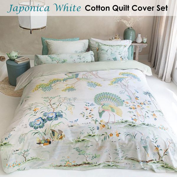 Japonica White Quilt Cover Set Super King