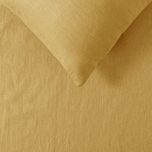 100% Linen Ochre Quilt Cover Set Super King