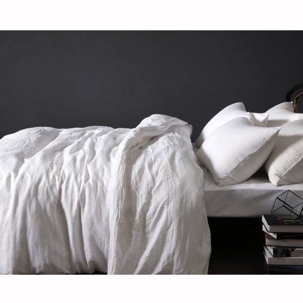 100% Linen White Quilt Cover Set SUPER KING