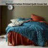 Lisa Teal Washed Cotton Printed Quilt Cover Set King