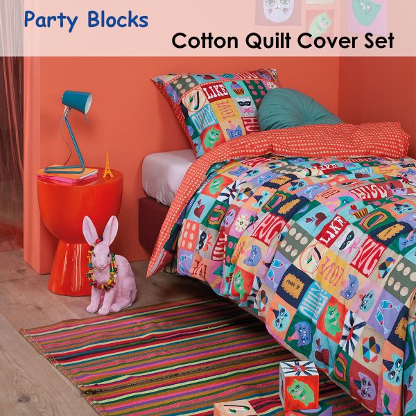 Oilily Party Blocks Cotton Quilt Cover Set Single