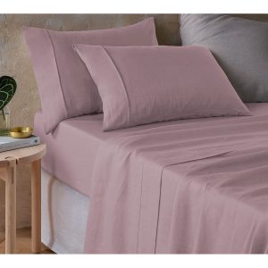 Vintage Design Homewares Hemp Sheet Set Queen – Pale Mauve