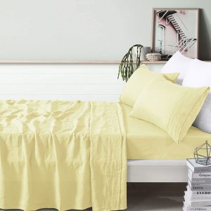 100% Linen Butter Sheet Set Super King