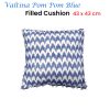 J.Elliot Home Valtina Pom Pom Blue Filled Cushion