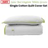 260TC 100% Cotton Quilt Cover Set Single White Green