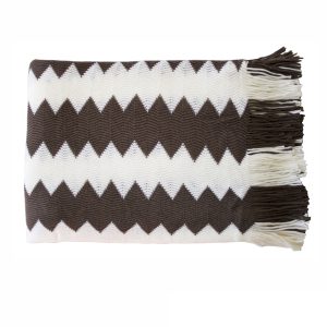 IDC Homewares Chevron Knitted Throw – Chocolate