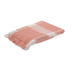 J.Elliot Home Wren Faux Mohair Throw – Pink and White