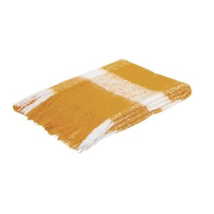 J.Elliot Home Wren Faux Mohair Throw – Mustard and White