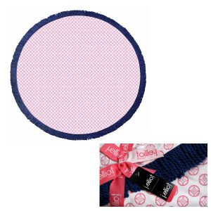 Koel Round Cotton Turkish Towel Pink/ Navy