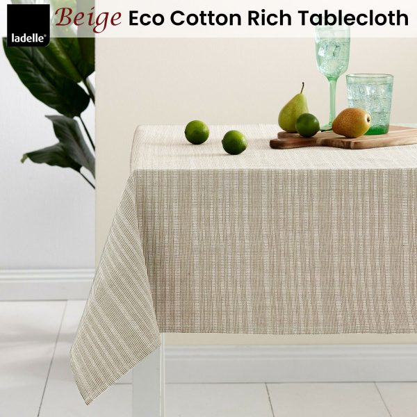 Beige Eco Cotton Rich Tablecloth 150 x 225 cm