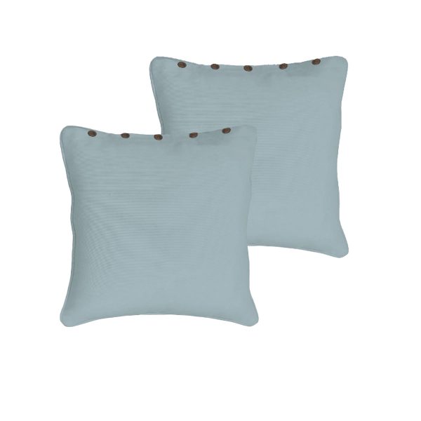 Pair of London Cotton European Pillowcases with Buttons Grey