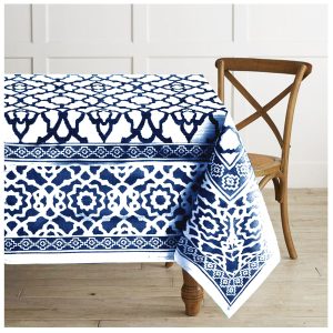 Pure Cotton Vintage Tablecloth 150 x 260 + 4 cm – Indigo