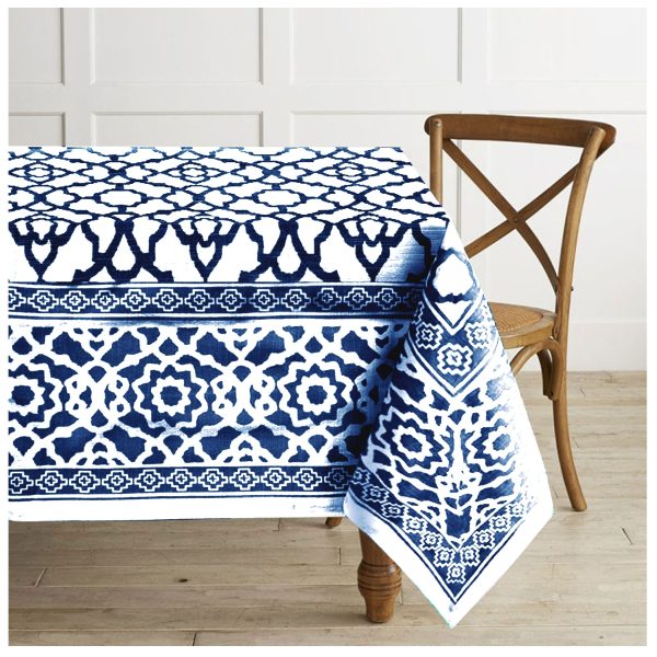 Pure Cotton Vintage Tablecloth 150 x 260 + 4 cm – Indigo