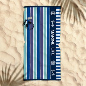 Rans Premium Cotton Jacquard Beach Towel – Marine Life Blue