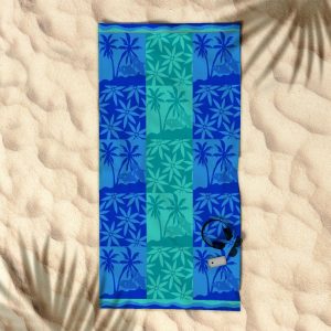 Rans Premium Cotton Jacquard Beach Towel – Palm Tree Blue