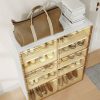 Cubes Storage Folding Shoe Cabinet With 2 Column & 7 Grids & 4 Brown Door