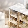 Cubes Storage Folding Shoe Cabinet With 2 Column & 7 Grids & 4 Brown Door