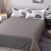 Palm Leaves Pattern Aloe Cotton Flat Sheet Quilt Cover Pillowcases 4pcs Bedding Set (Double)