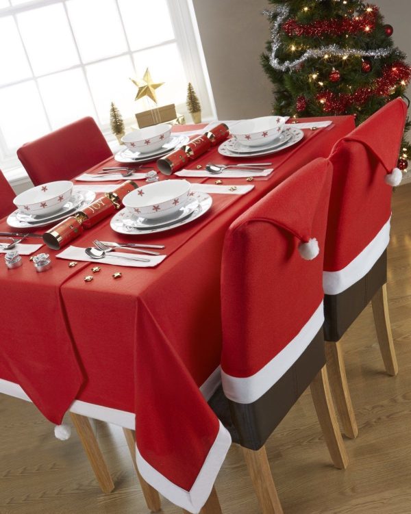 Christmas Chair Covers Tablecloth Runner Decoration Xmas Dinner Party Santa Gift, 10x Chair Covers