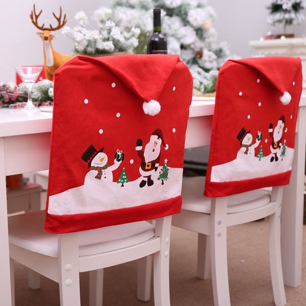 6-10x Christmas Santa Hat Chair Covers Table Cloth Dinner Home Décor Ornaments, Table Runner (34×176 cm)