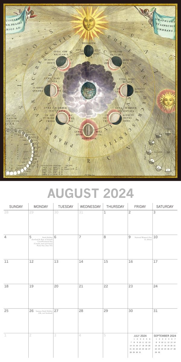 Celestial – 2024 Square Wall Calendar 16 Months Arts Planner Xmas New Year Gift