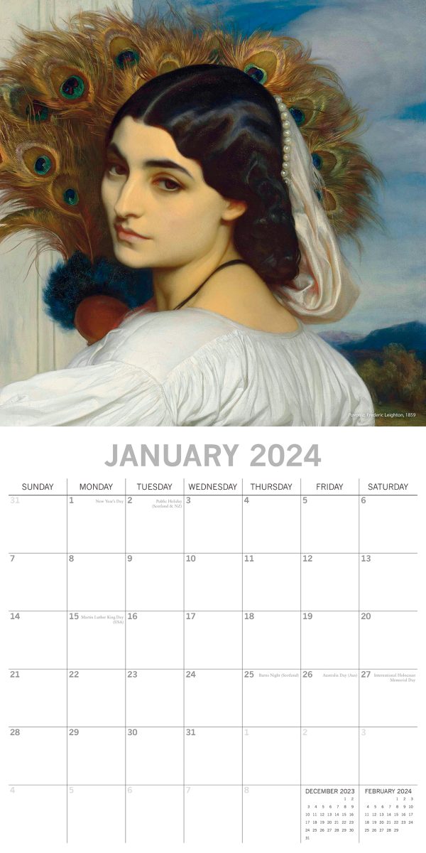 Pre-Raphaelites – 2024 Square Wall Calendar 16 Months Arts Planner New Year Gift