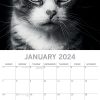 Cat Portraits – 2024 Square Wall Calendar 16 Months Black & White Planner Gift