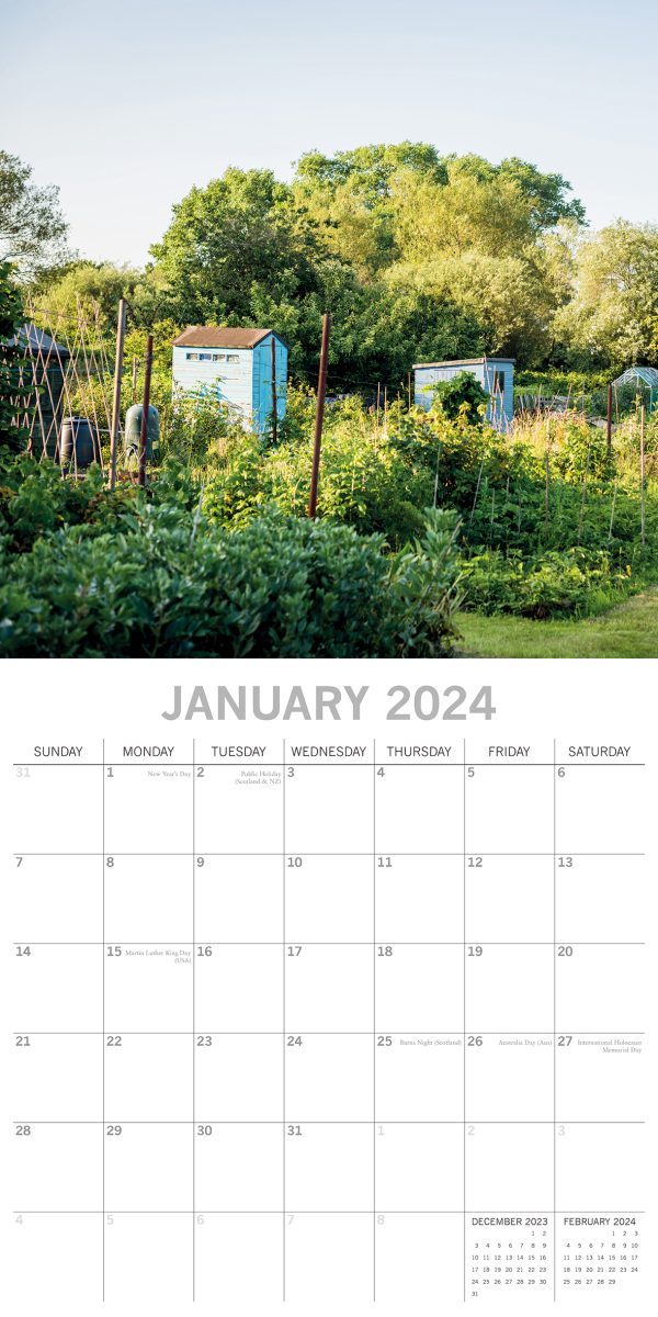 Allotment Gardening – 2024 Square Wall Calendar 16 Months Floral Planner Gift