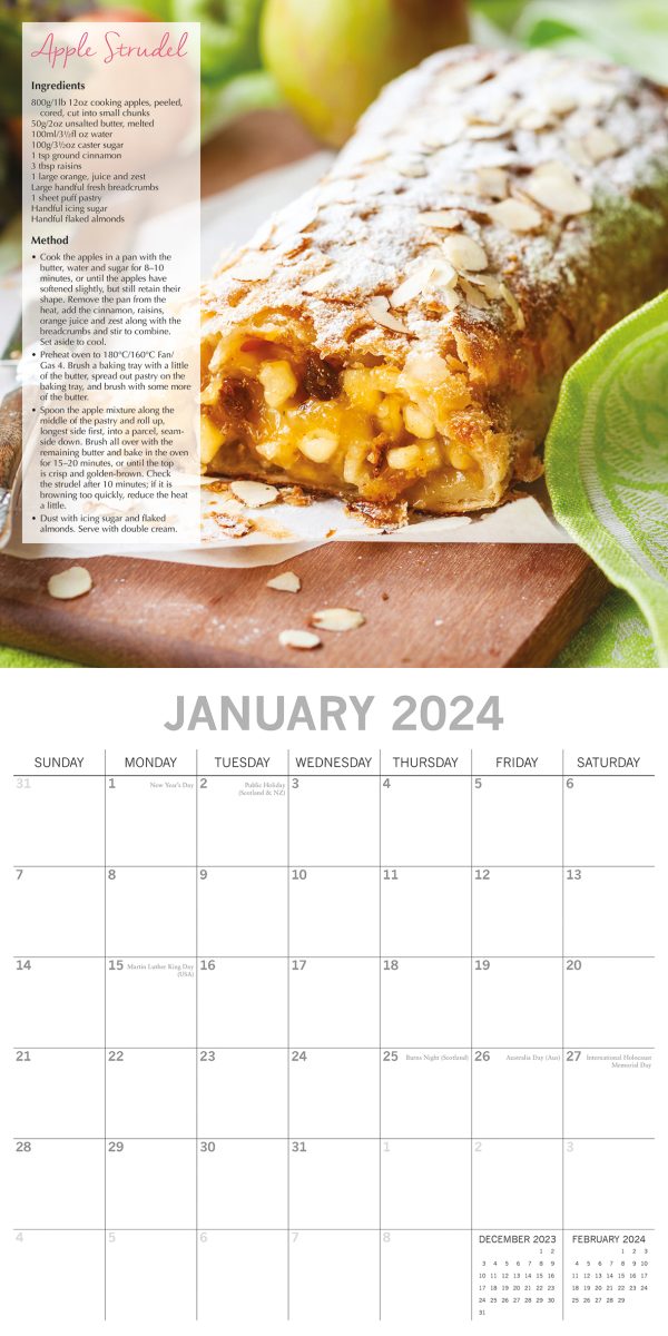 Baking – 2024 Square Wall Calendar 16 Month Food Planner w Delicious Recipes